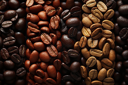 不同程度烘焙的咖啡豆图片