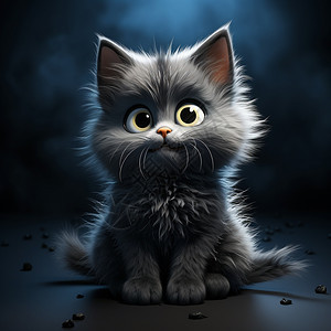 灰色的猫蓝色的眼睛图片