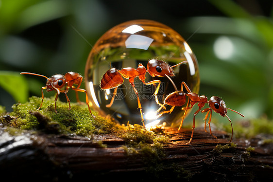 蚂蚁和水珠图片