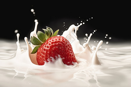 牛奶海洋中草莓喷溅图片