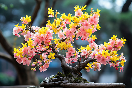 春日花园中的盆栽图片