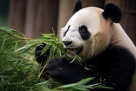 一只在吃竹子的熊猫图片