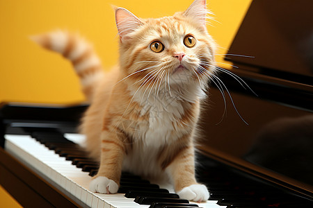 正在弹钢琴的小猫图片