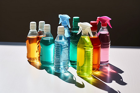 多彩的洗洁剂瓶子图片