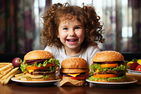 吃汉堡的女孩图片