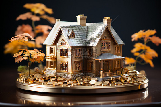 房屋模型周围的金币图片