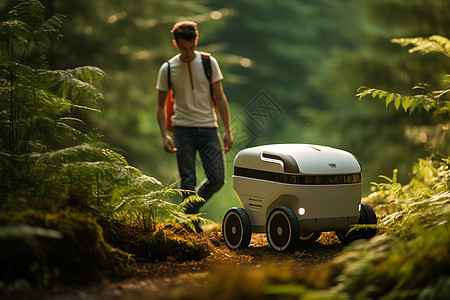 未来快递机器人穿越森林图片