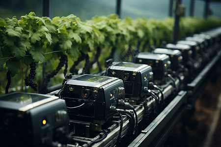 葡萄园中的种植机器人图片