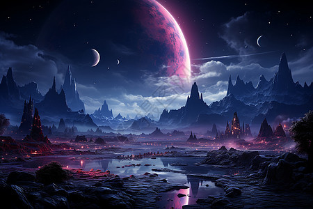 紫色的星球风景图片