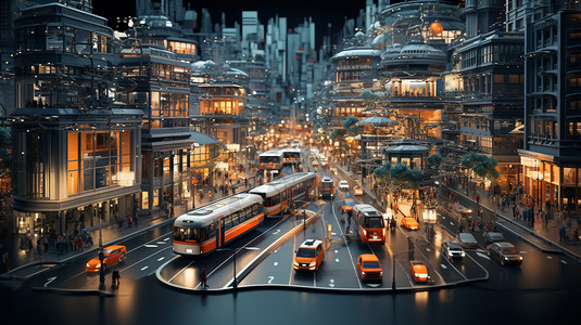 科技虚幻的城市建筑背景图片