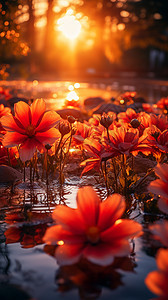 清晨的美丽花朵背景图片
