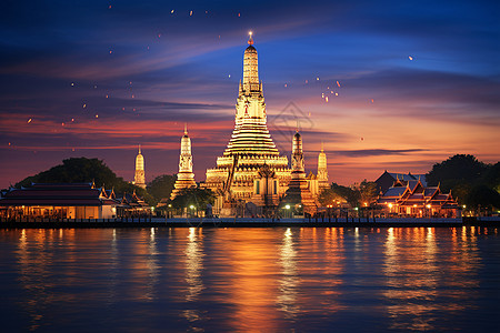 泰国曼谷素材泰国夜晚的景观背景