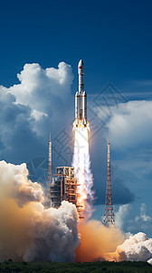 发射的科技火箭背景图片