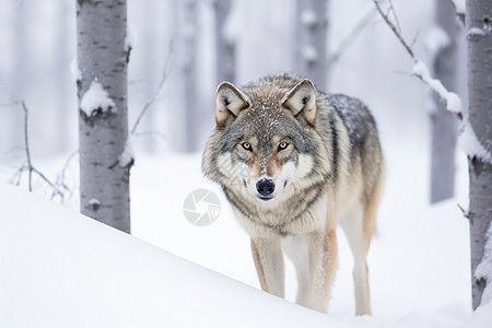冬日中的欧亚狼图片