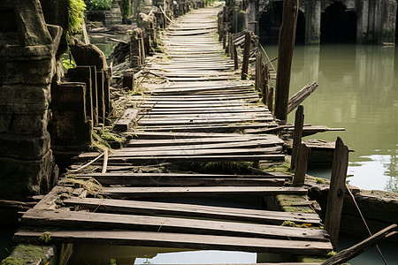湖畔的木桥图片