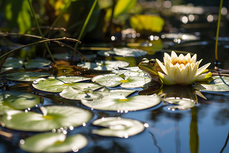 池塘上的莲花背景图片