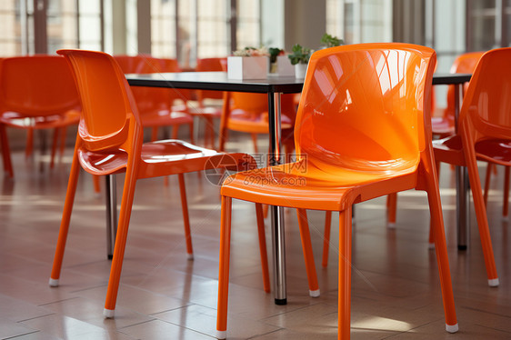 橙色塑料椅图片