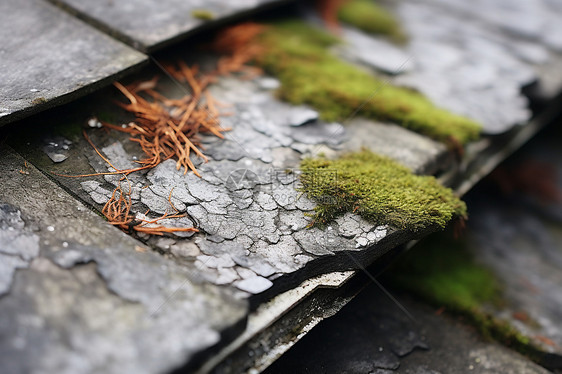 屋顶上的苔藓图片