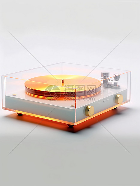 橙色的透明CD机图片