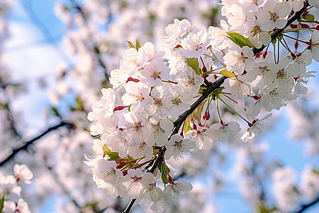 盛开的樱花枝下的自然景观图片