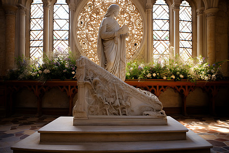 洗礼堂的雕塑高清图片