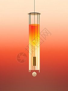 橘色透明玻璃风铃图片