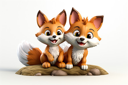 两只狐狸图片