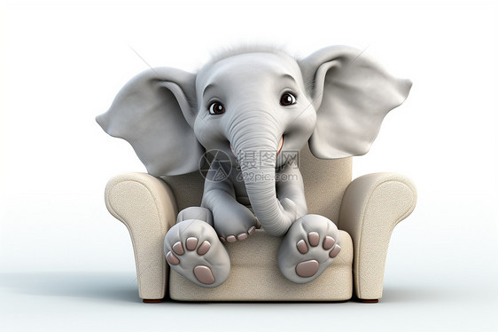 大象坐在沙发上图片