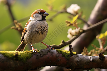 小鸟悠闲的站在树枝上图片