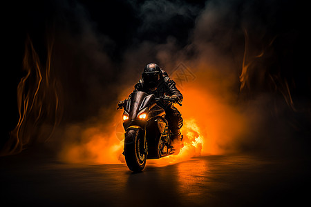 极限摩托车骑着摩托车的帅气机车侠背景