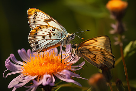 花朵上的两只蝴蝶图片