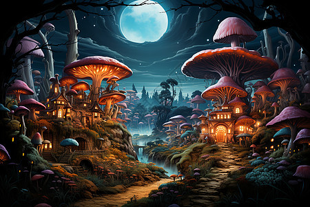 魔法森林的蘑菇图片