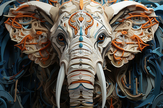 纸雕大象艺术绘画图片