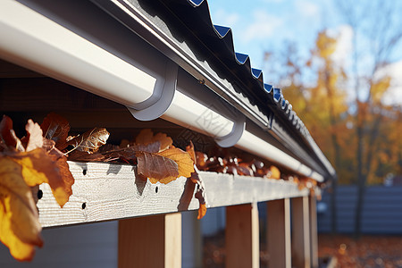 秋天的瓦片屋顶图片