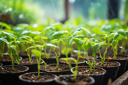 绿油油的植物在庭院里茁壮成长图片