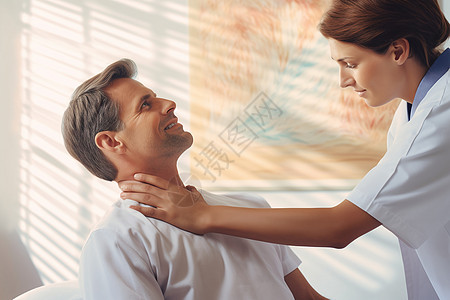 医生帮助患者缓解颈部疼痛图片