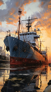 港口码头货船背景图片