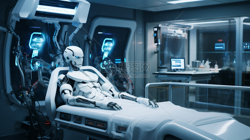 病床上的医疗机器人图片