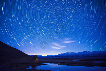 夜空中的星轨夜空下的星轨背景