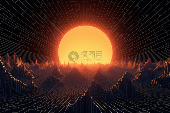 科幻艺术山脉图片