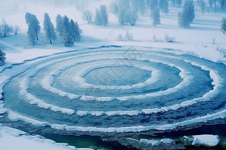 冰雪中的螺旋艺术高清图片