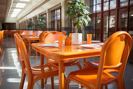 鲜橙塑料桌椅图片