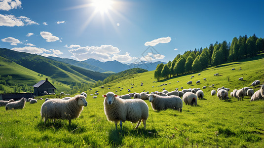 一群山羊山坡上放牧的山羊背景