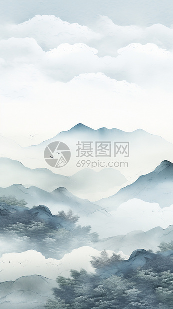 朦胧的山峦图片