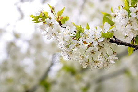 静谧春天的白色樱花花朵图片