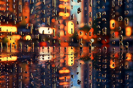 雨中模糊的城市街景图片