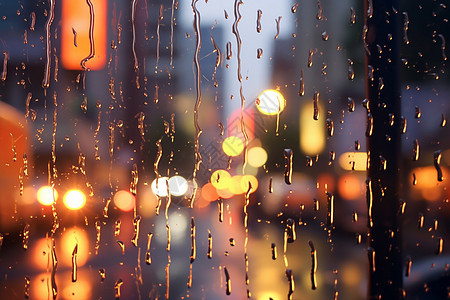 雨中的城市街道上的车窗图片