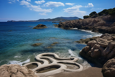 岩心悬浮的度假海滩景观图片