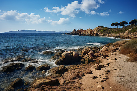 夏季度假海滩的美丽景观图片