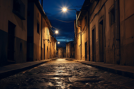 夜晚寂静的欧式街道图片